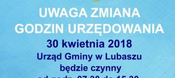 Ilustracja do artykułu: Zmiana godzin urzędowania w dniu 30.04.2018