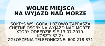 Ilustracja do artykułu: WOLNE MIEJSCA NA WYJAZD NAD MORZE