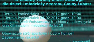 Ilustracja do artykułu: Zaproszenie na IV Zimowy Turniej Tenisa Stołowego