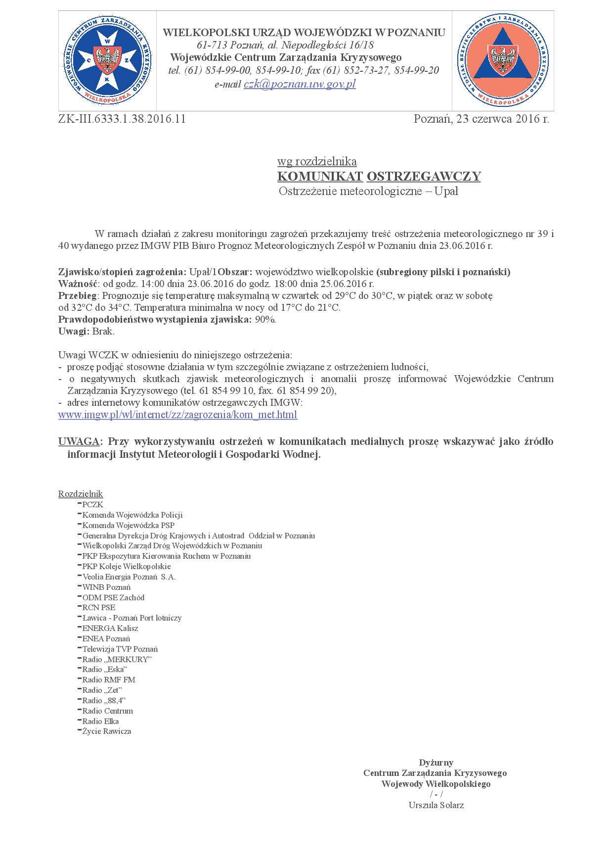 OStrzeżenie meteologiczne