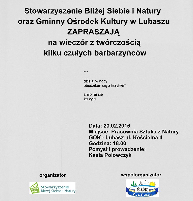 Plakat wieczór poezji