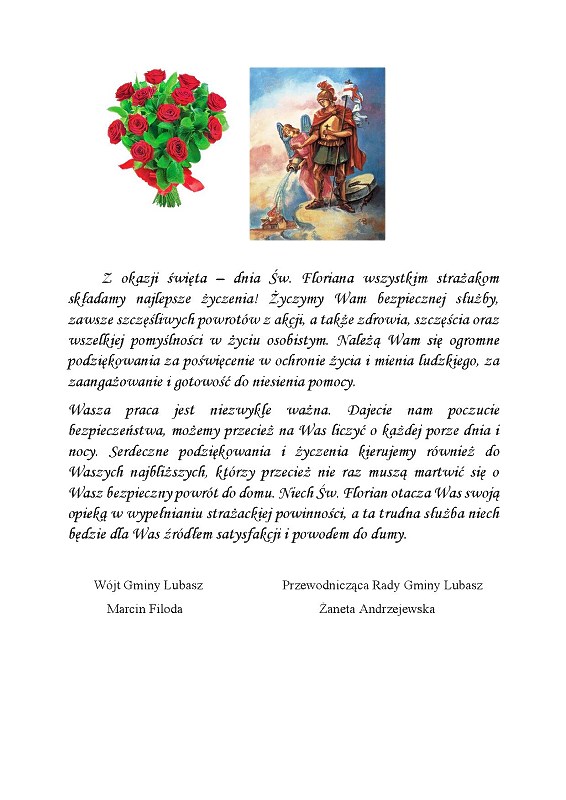 Życzenia dla strażaków