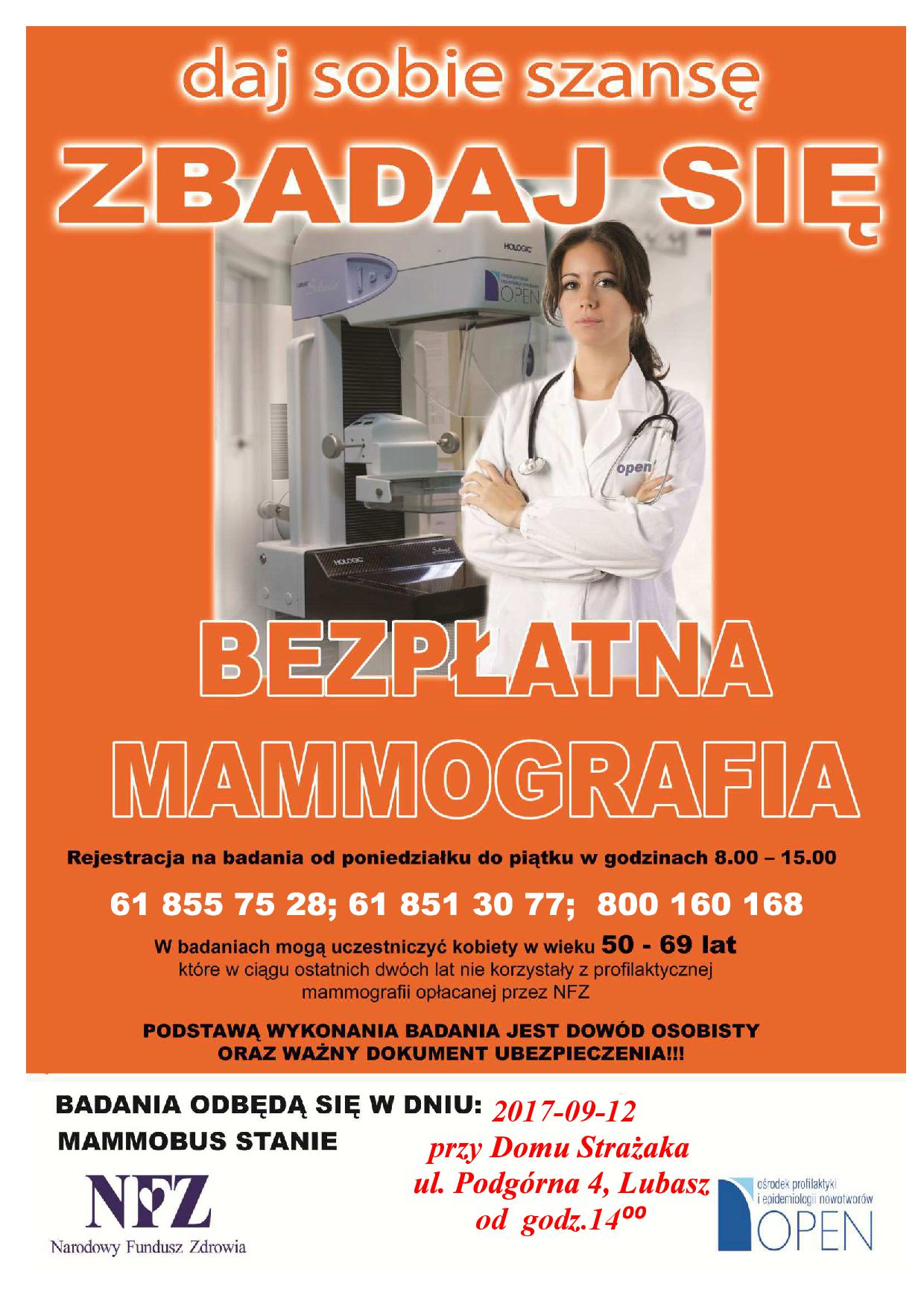BEZPŁATNA MAMMOGRAFIA