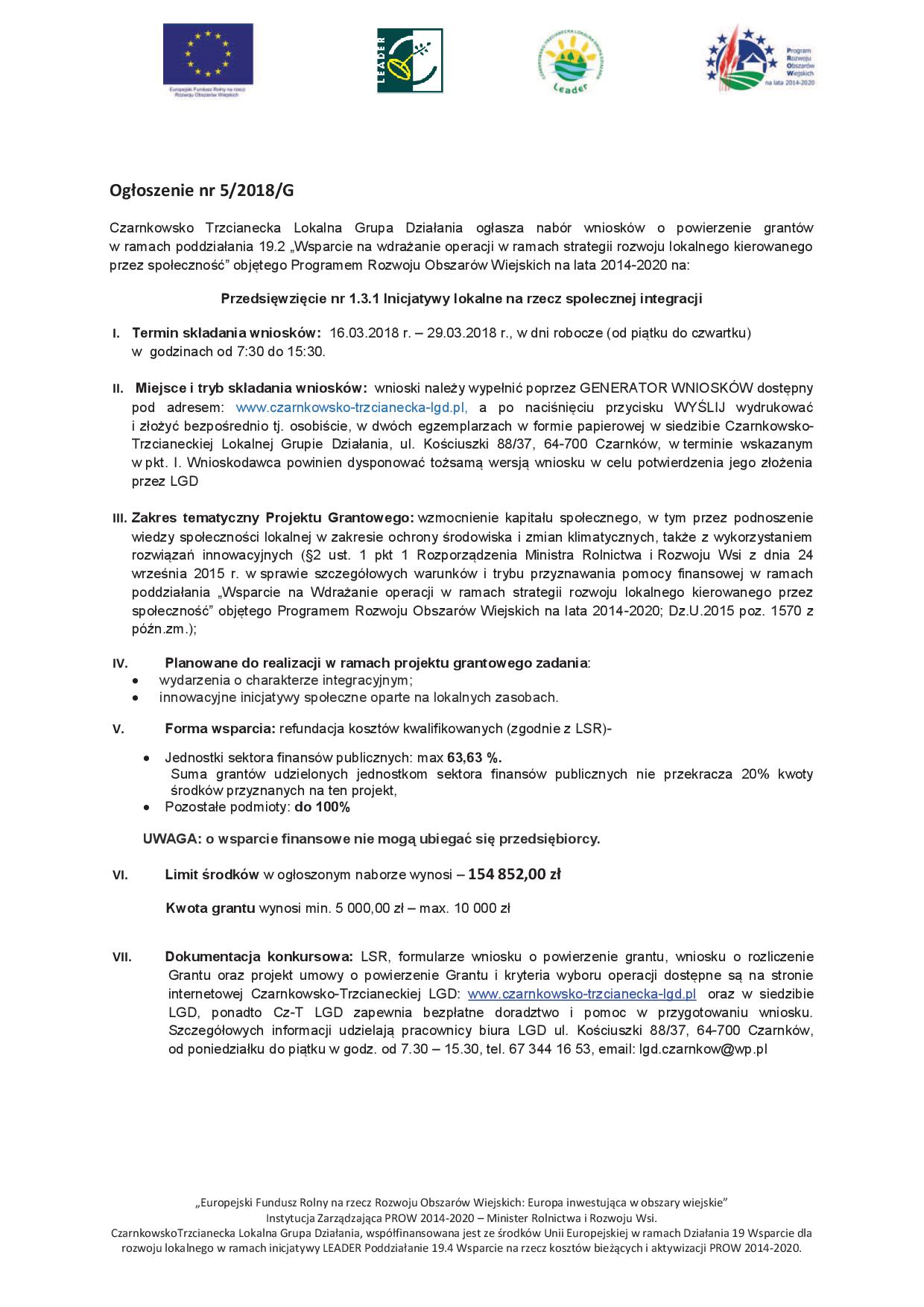 konkurs Inicjatywy lokalne na rzecz społecznej integracji
