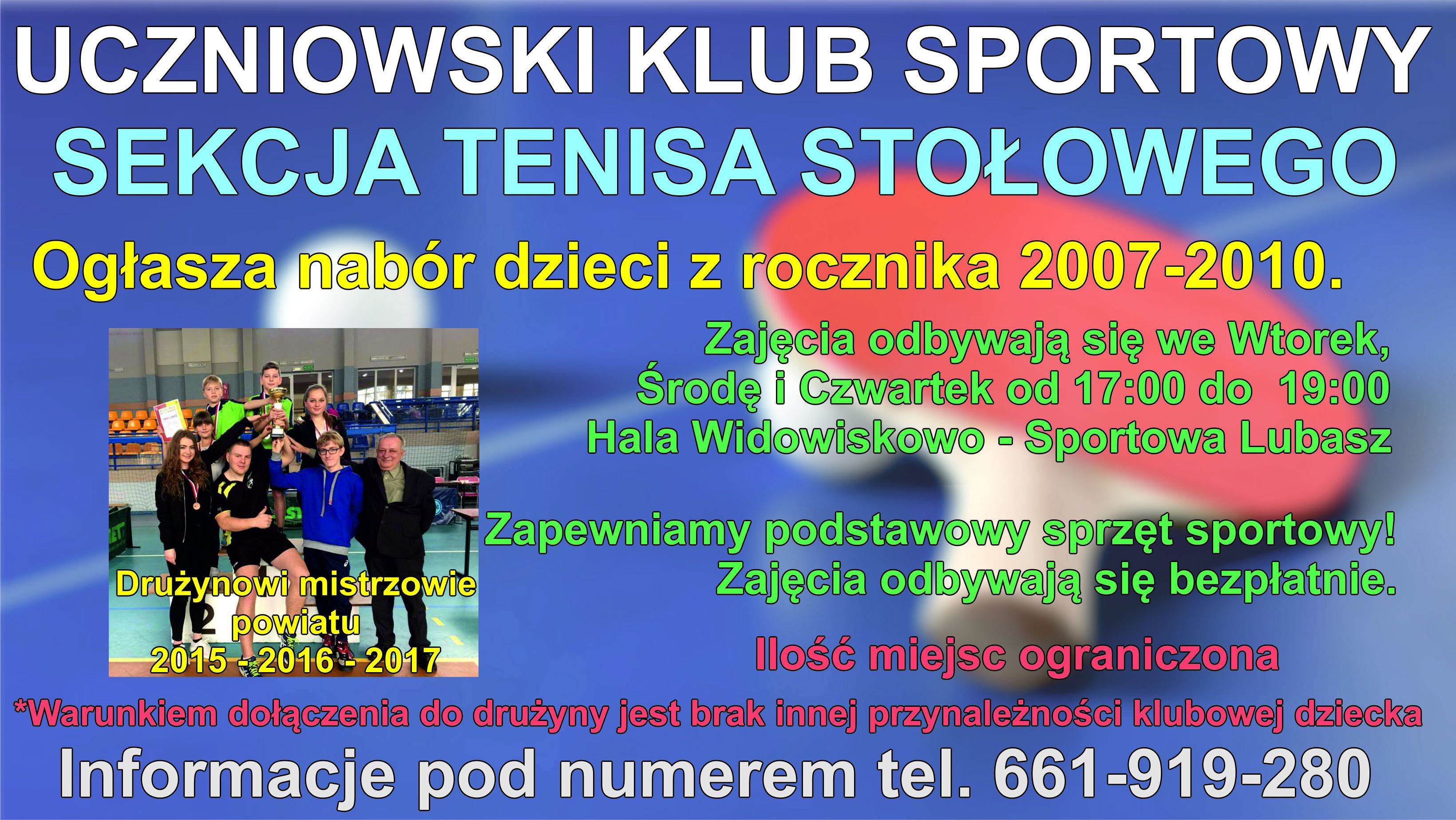 Nabór do sekcji tenisa stołowego