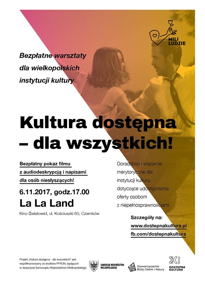 Pokaz filmu la la land z audiodeskrypcją