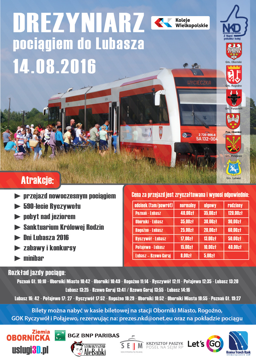 Drezyniarz pociągiem do Lubasza_plakat