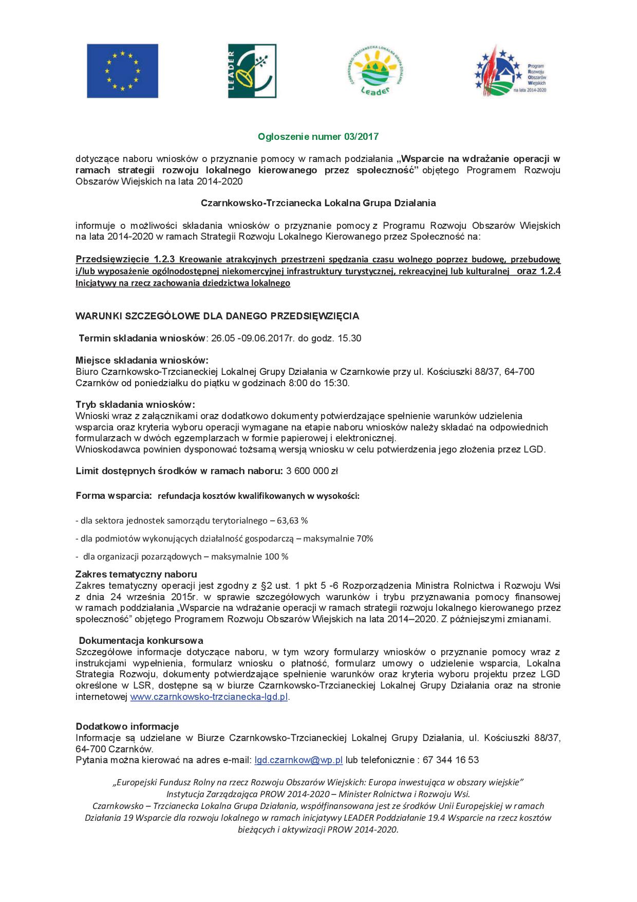 Ogłoszenie konkursu Odnowa