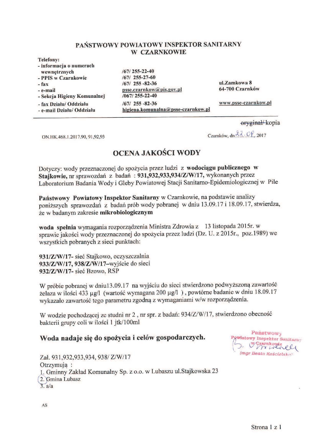 komunikat_ woda_22.09.2017_Stajkowo