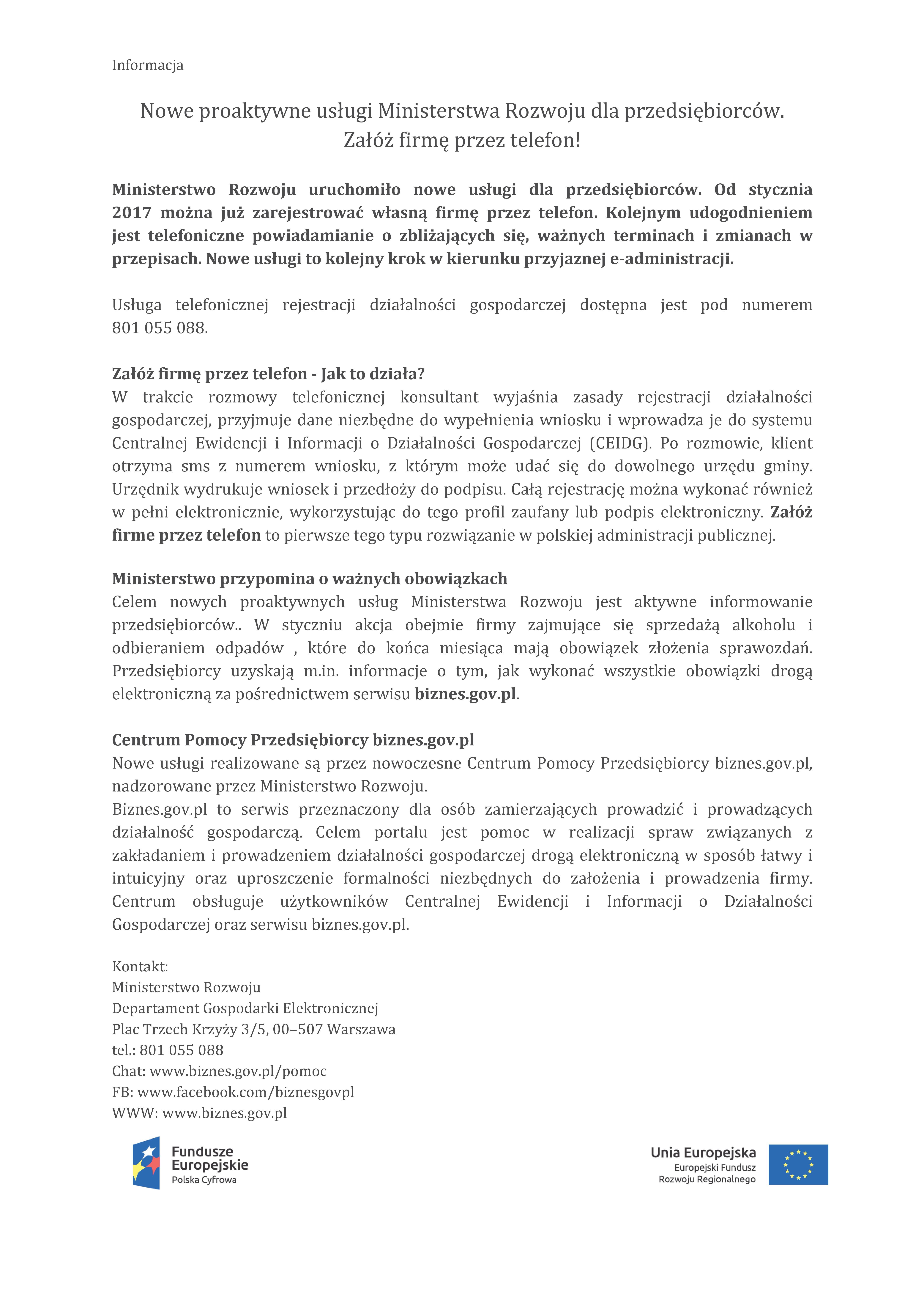 Załóż firmę przez telefon