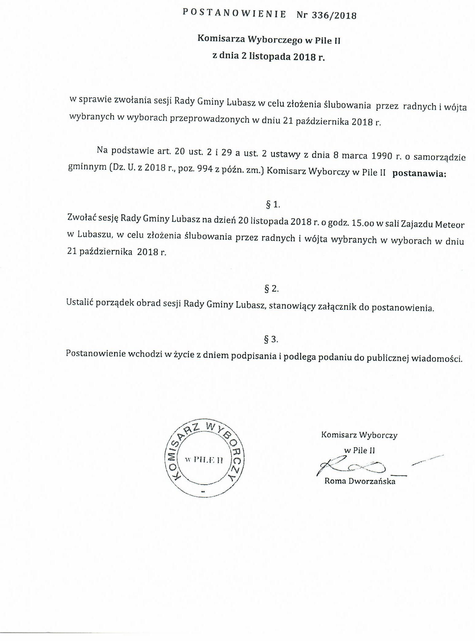 Postanowienie Komisarza Wyborczego