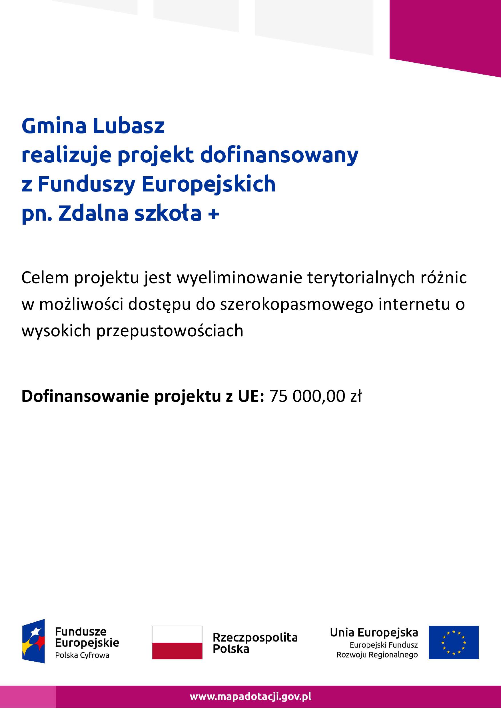 Tabliczka informacyjna Zdalna szkoła +