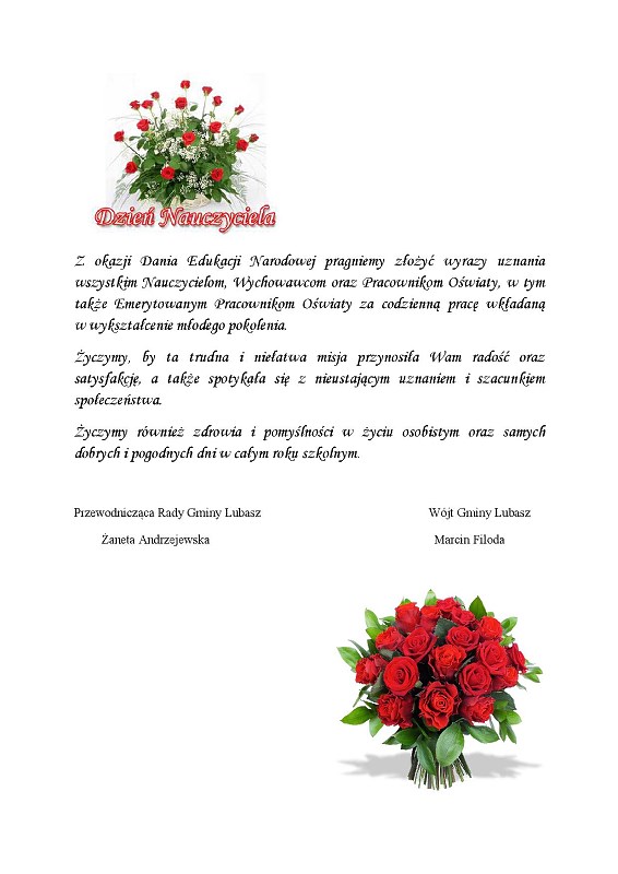 Życzenia z okazji Dnia Edukacji Narodowej